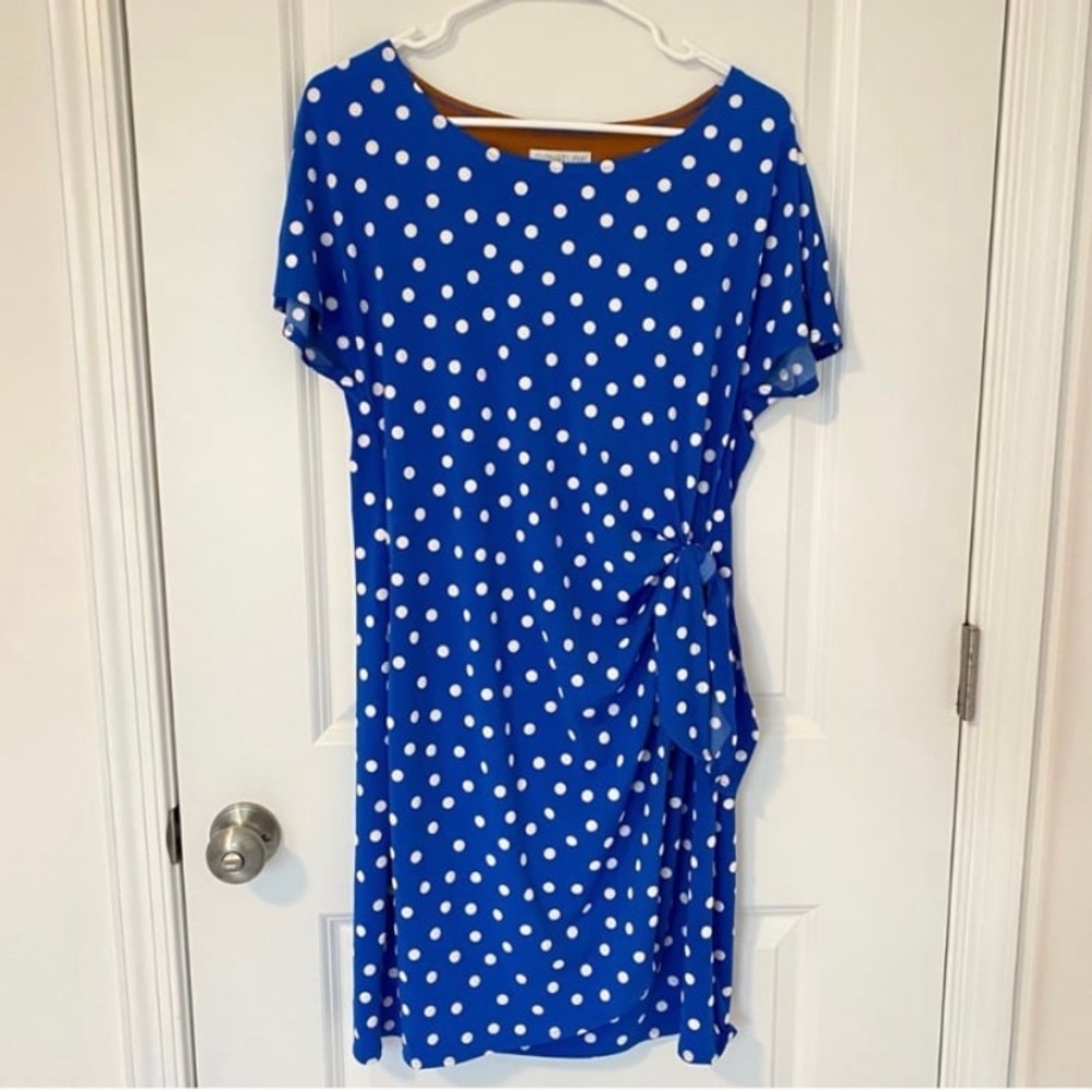 Signature by Robbie Bee Women's Faux Tie Wrap Polka Dot Sheath Dress PL